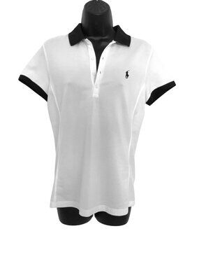 Polo Ralph Lauren Golf Womens Tailored Fit Polo Shirt White & Black Collar M